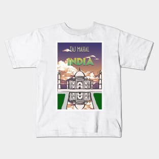 Taj Mahal Retro Travel Poster Kids T-Shirt